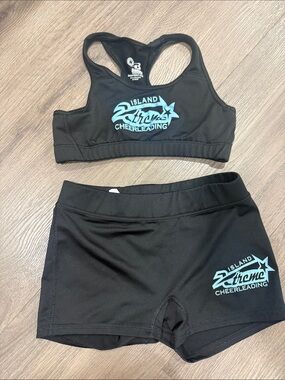 Girls Black Sports Bra & Shorts Set